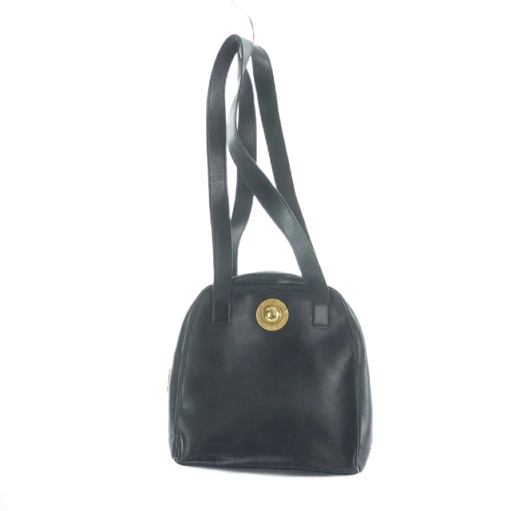 Celine Shoulder Bag Leather Starball Circle Navy Blue MQ